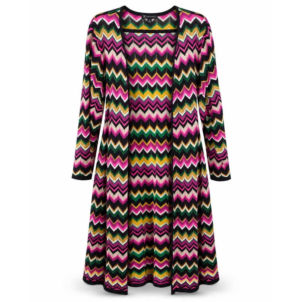 INC International Concepts 3X Multicolor Chevron Metallic Cardigan Duster